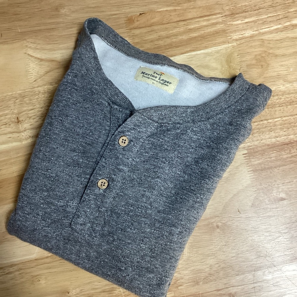 Men's Marine Layer Long‎ Sleeved Henley XL Gray